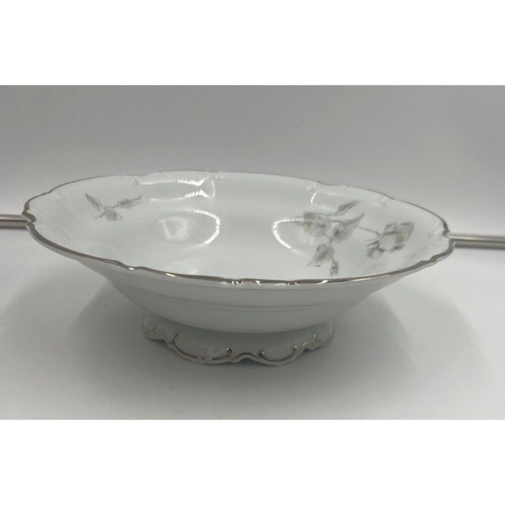 Vintage Hutschenreuther Gray Rose 10" Round Vegetable Bowl Porcelain Germany - Picture 2 of 5